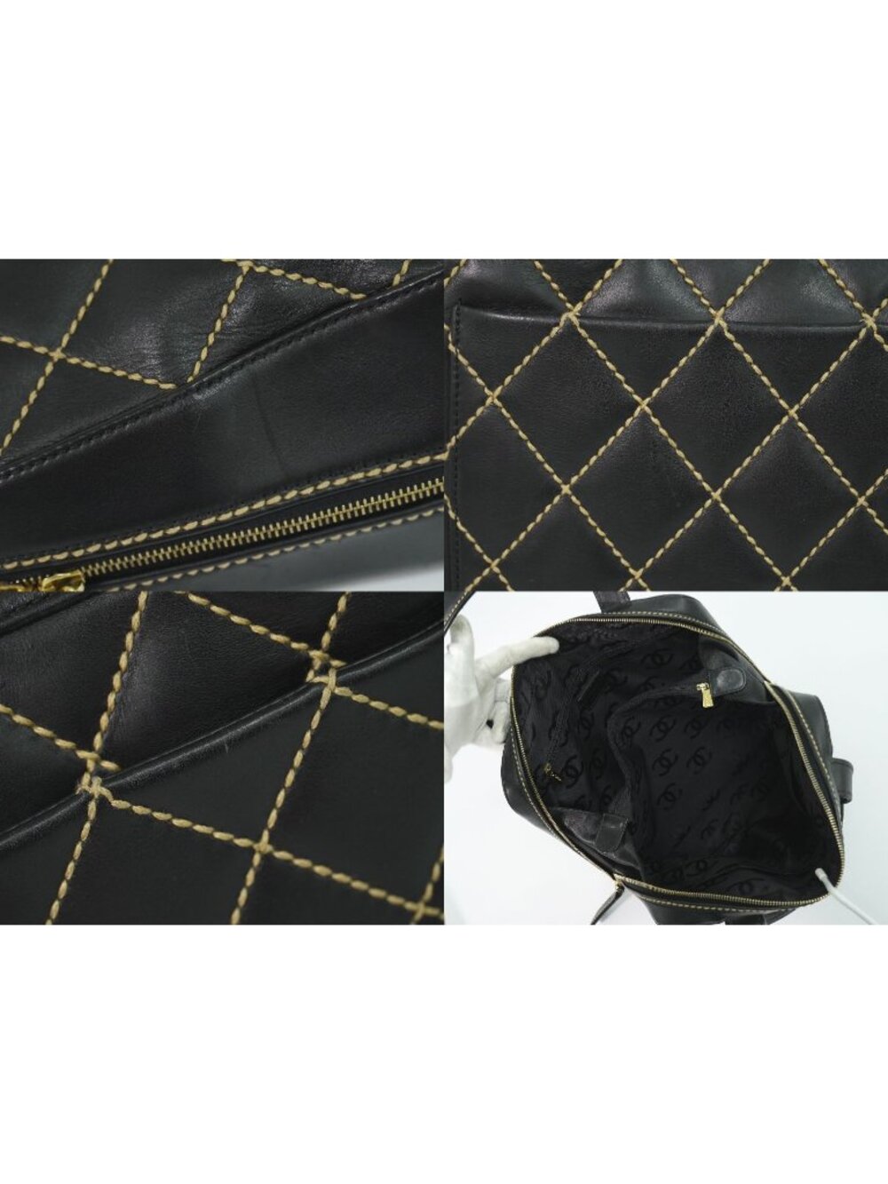 Chanel Wild Stitch CC Logo Tote Leather Black - Picture 7 of 9